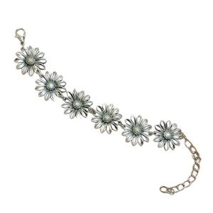 Silver Boho Sunflower Adjustable Bracelet